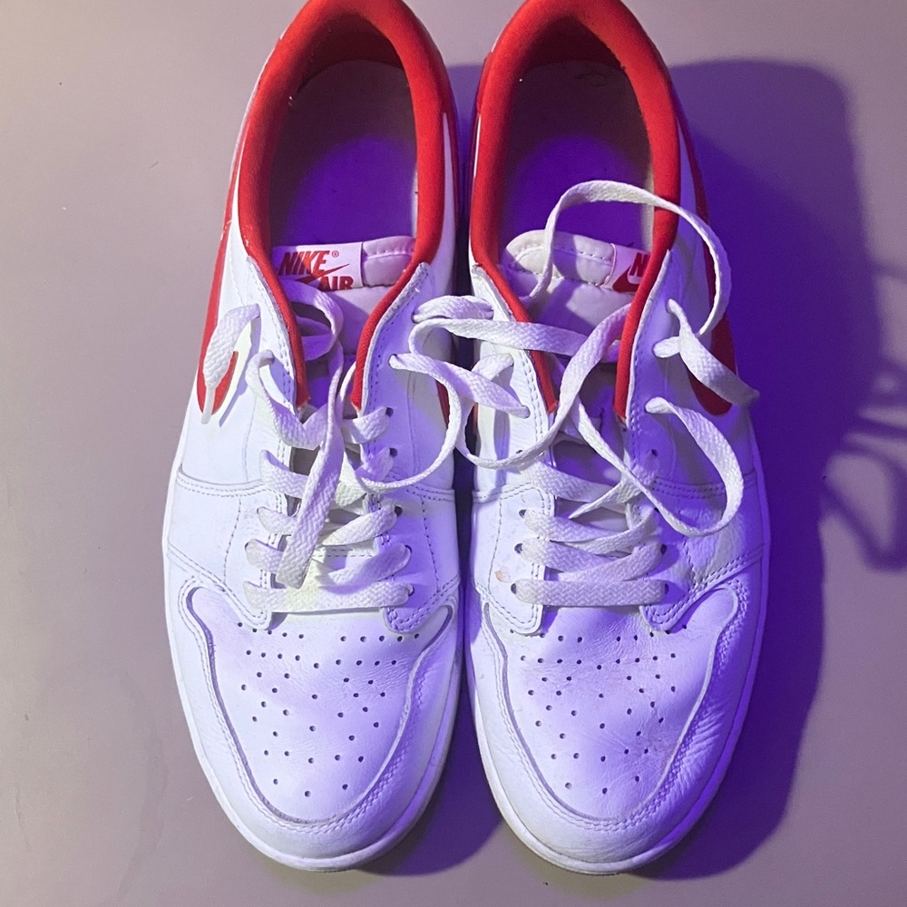 Nike Air White and Red Athletic Shoes